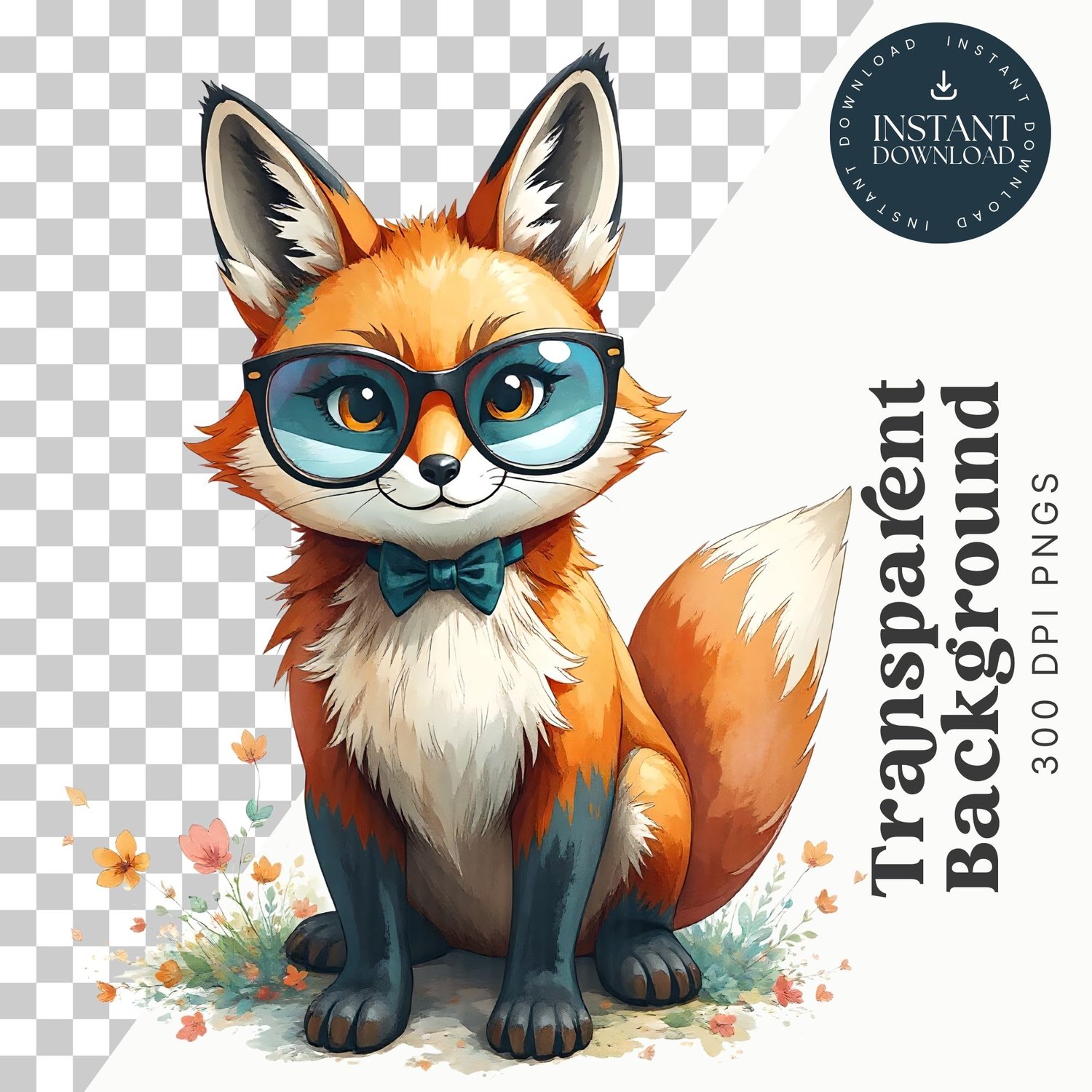 Cute Woodland Animals in Glasses Clipart – 26 High-Res PNG Images