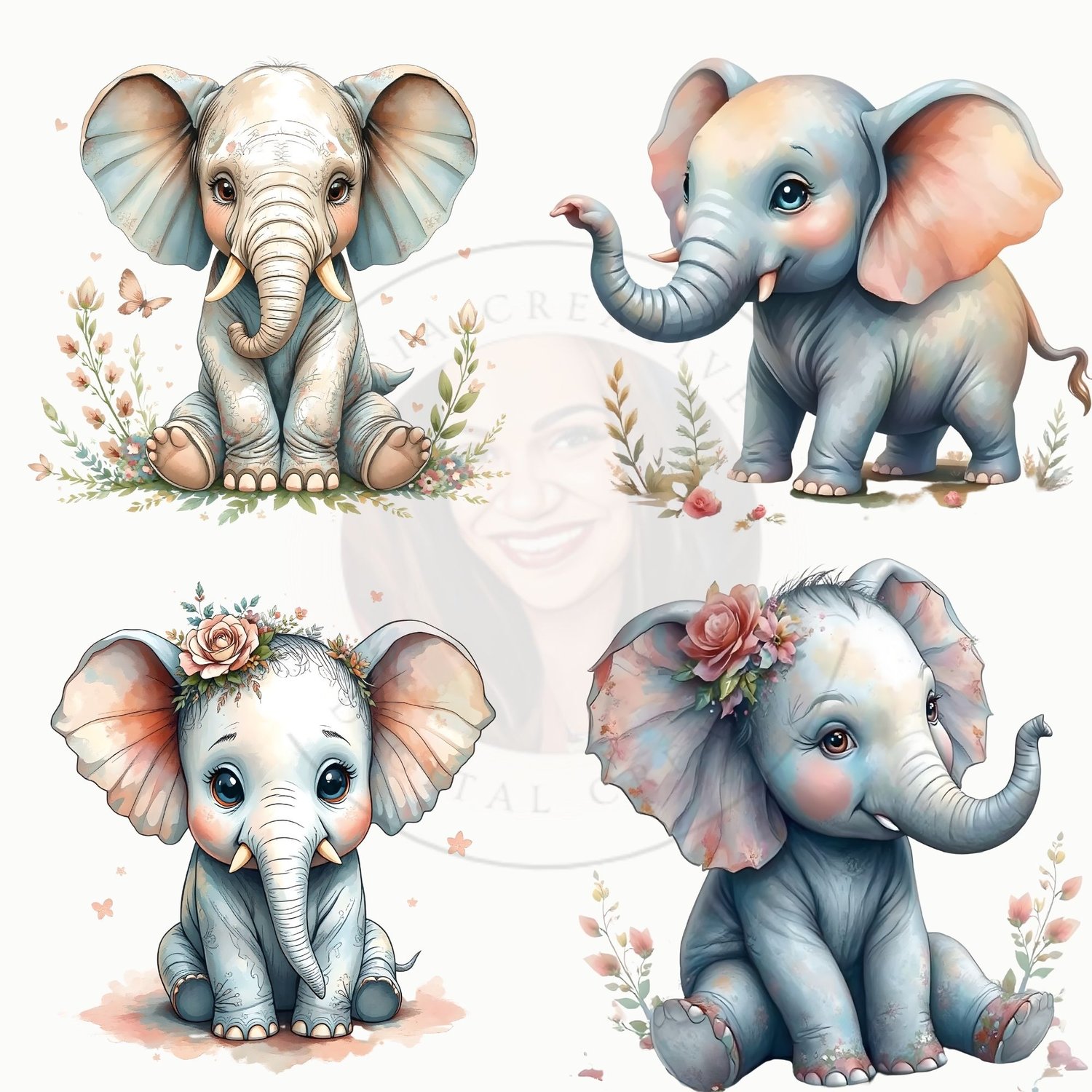 Cute Baby Elephant Clipart – 12 High-Resolution PNG Images