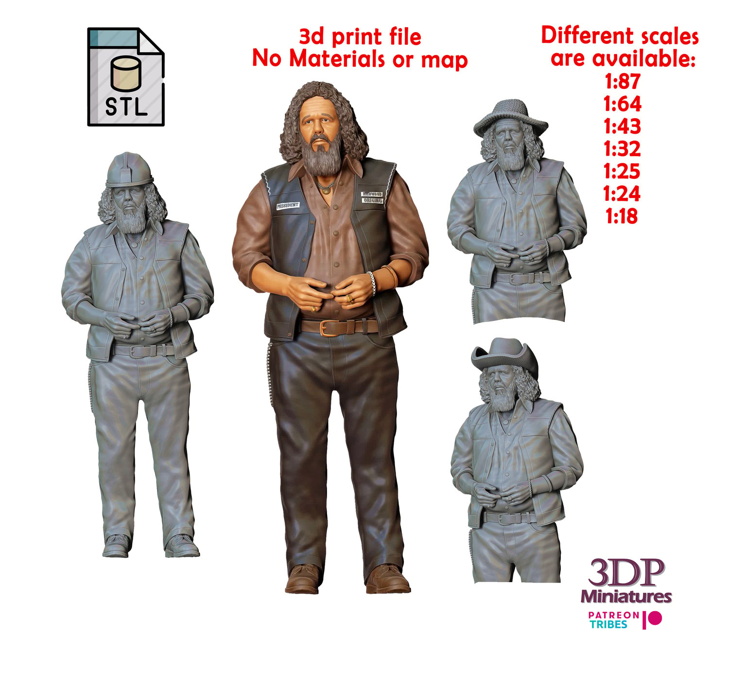 3dp Miniatures, Sons of Anarchy Bobby Munson Mark boone Jr