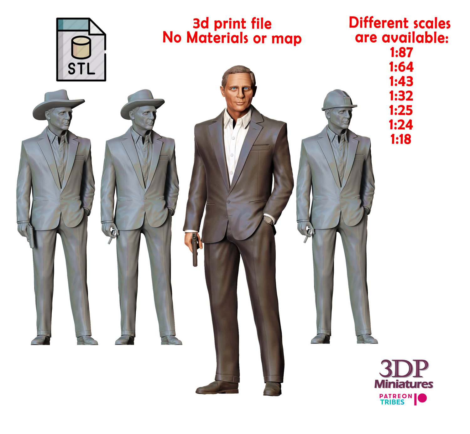 3dp Miniatures, N3 Daniel Craig James Bond