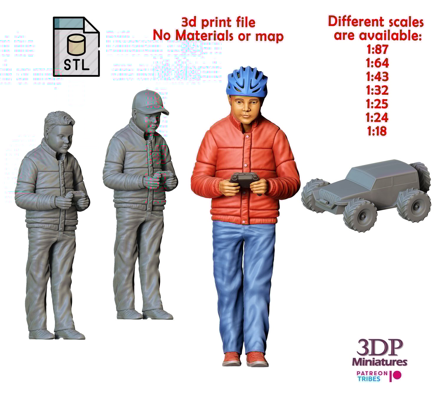 3dp Miniatures, N2 Kids playing with RC cars