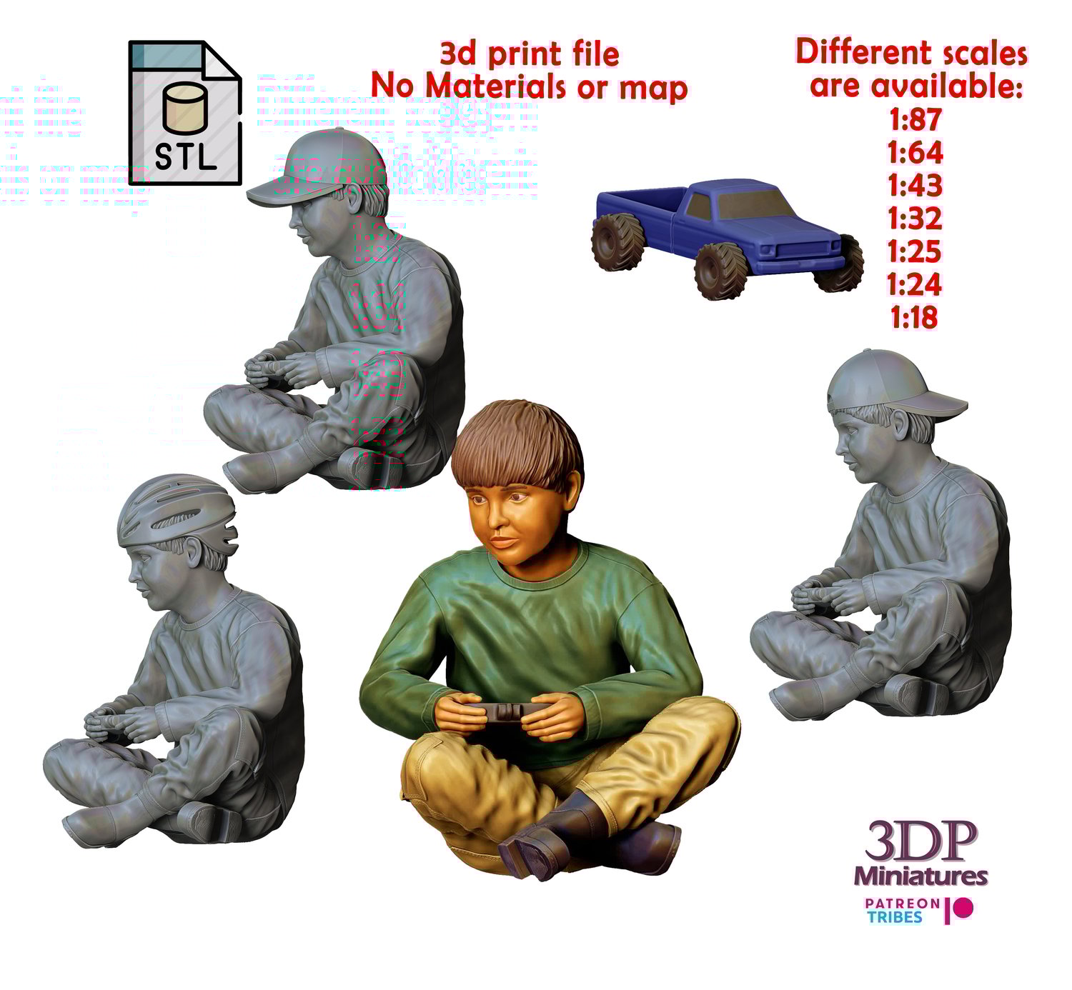 3dp Miniatures, N3 Kids playing with RC cars