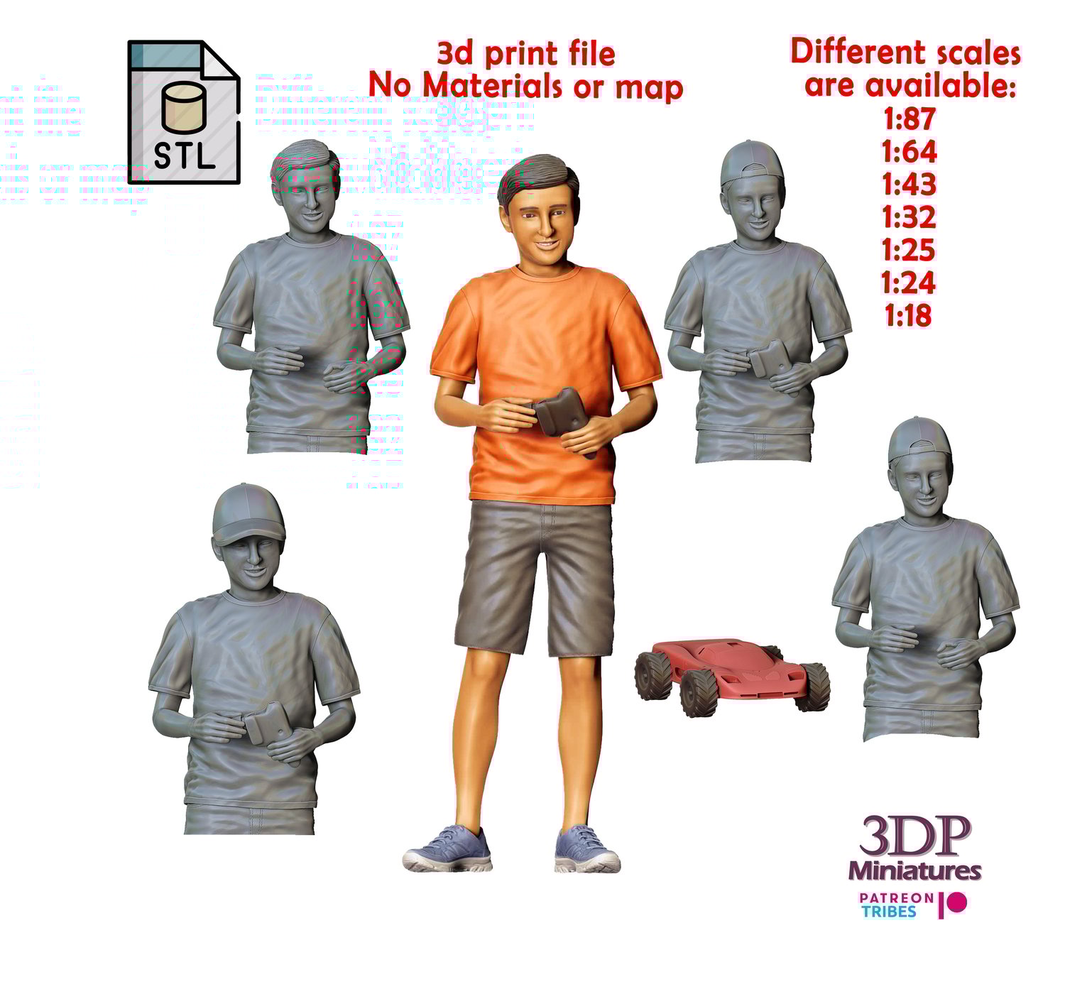 3dp Miniatures, N4 Kids playing with RC car