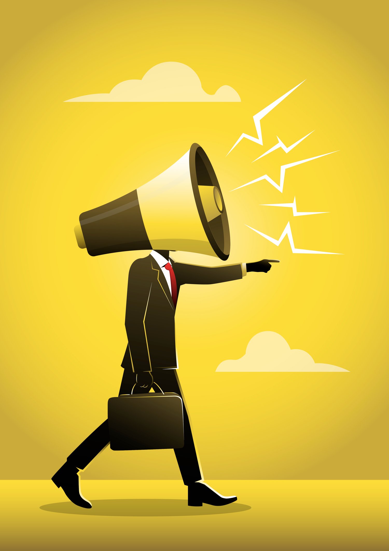 Homme avec tête de mégaphone - concept marketing digital sponsorisé