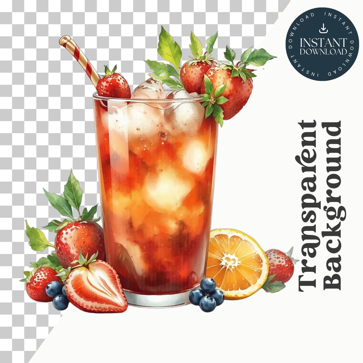 Tropical Cocktails Clipart – 20 High-Res PNG Images for Summer Designs