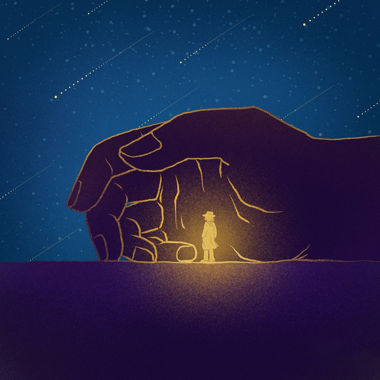 Mano, niña y luz