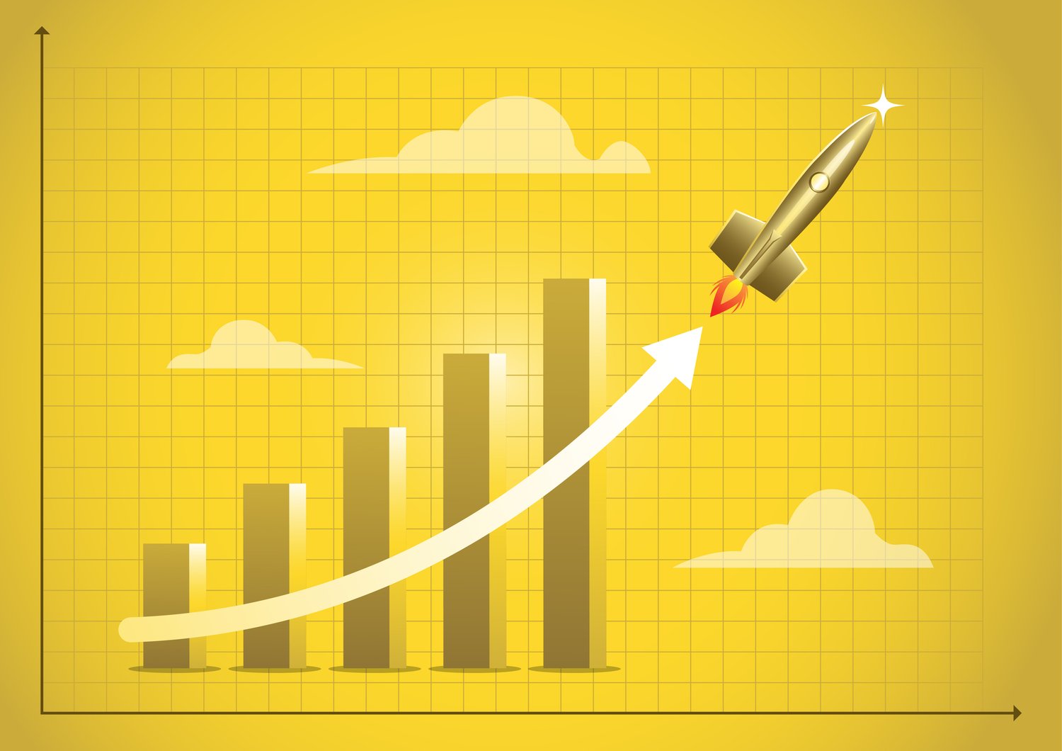 Illustration marketing de croissance exponentielle ou graphique de montée des revenus