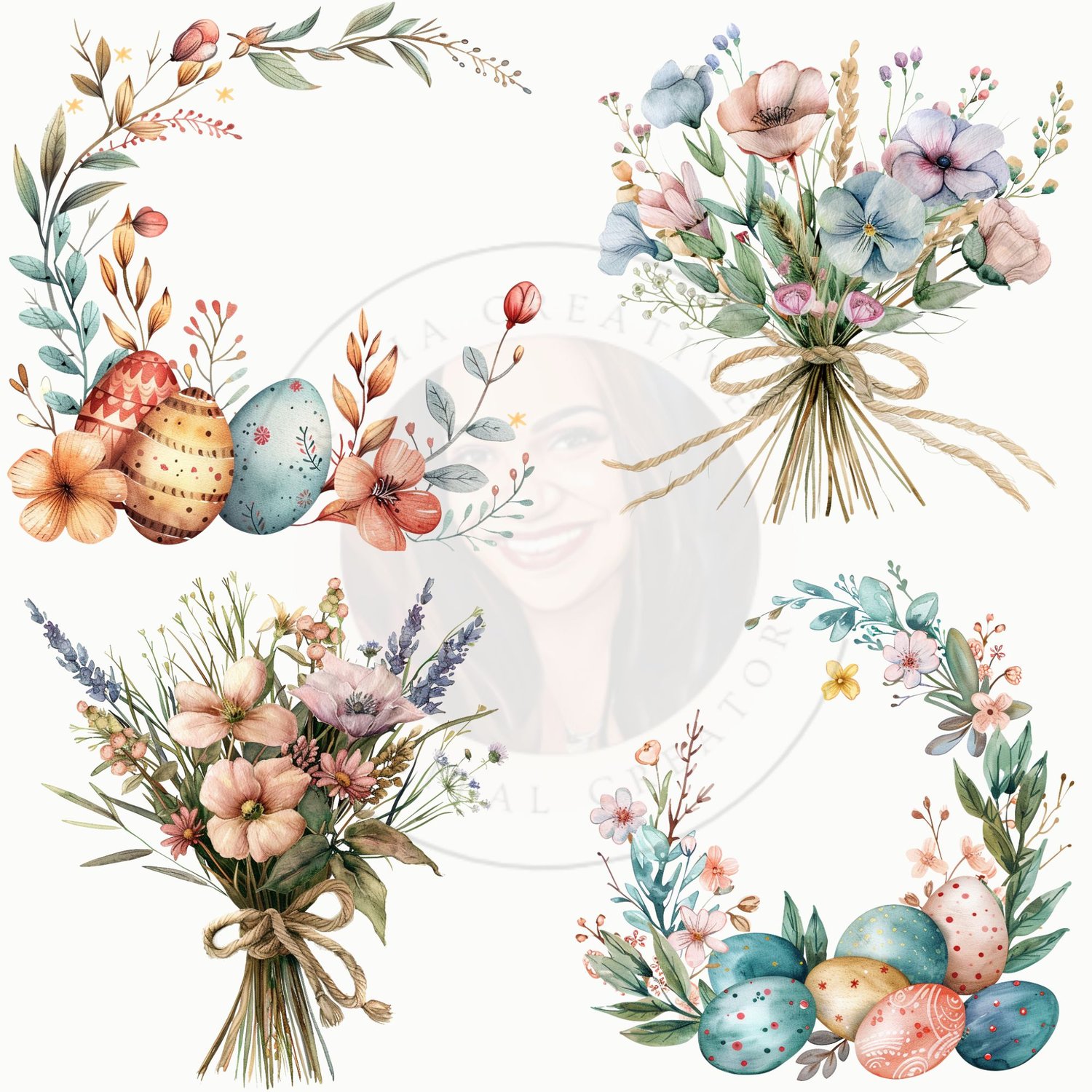 Adorable Watercolor Easter Clipart – 47 High-Res PNG Images for Spring Designs