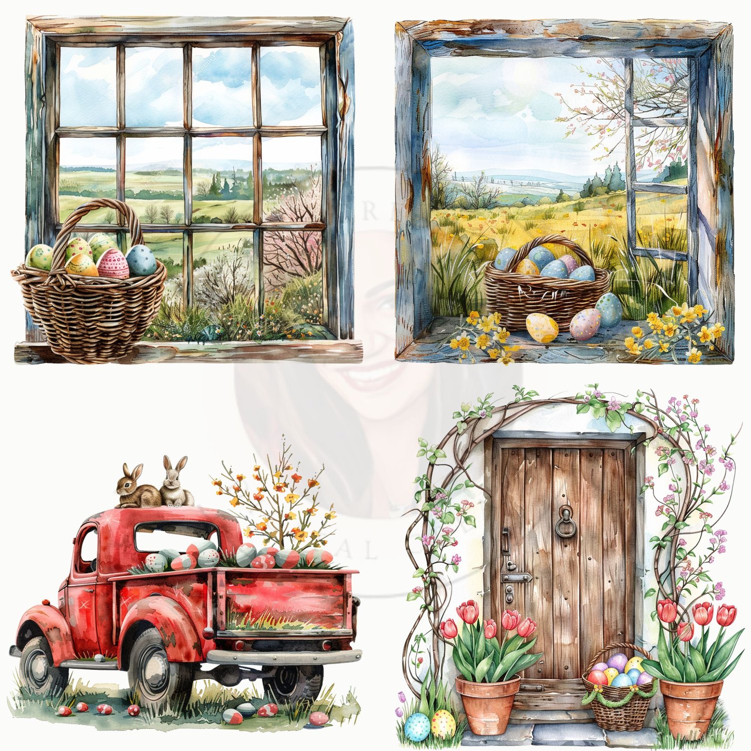 Adorable Watercolor Easter Clipart – 47 High-Res PNG Images for Spring Designs