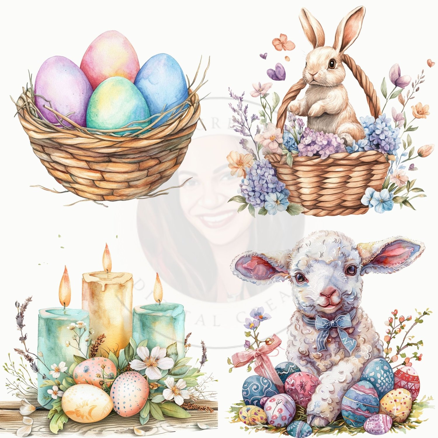 Adorable Watercolor Easter Clipart – 47 High-Res PNG Images for Spring Designs