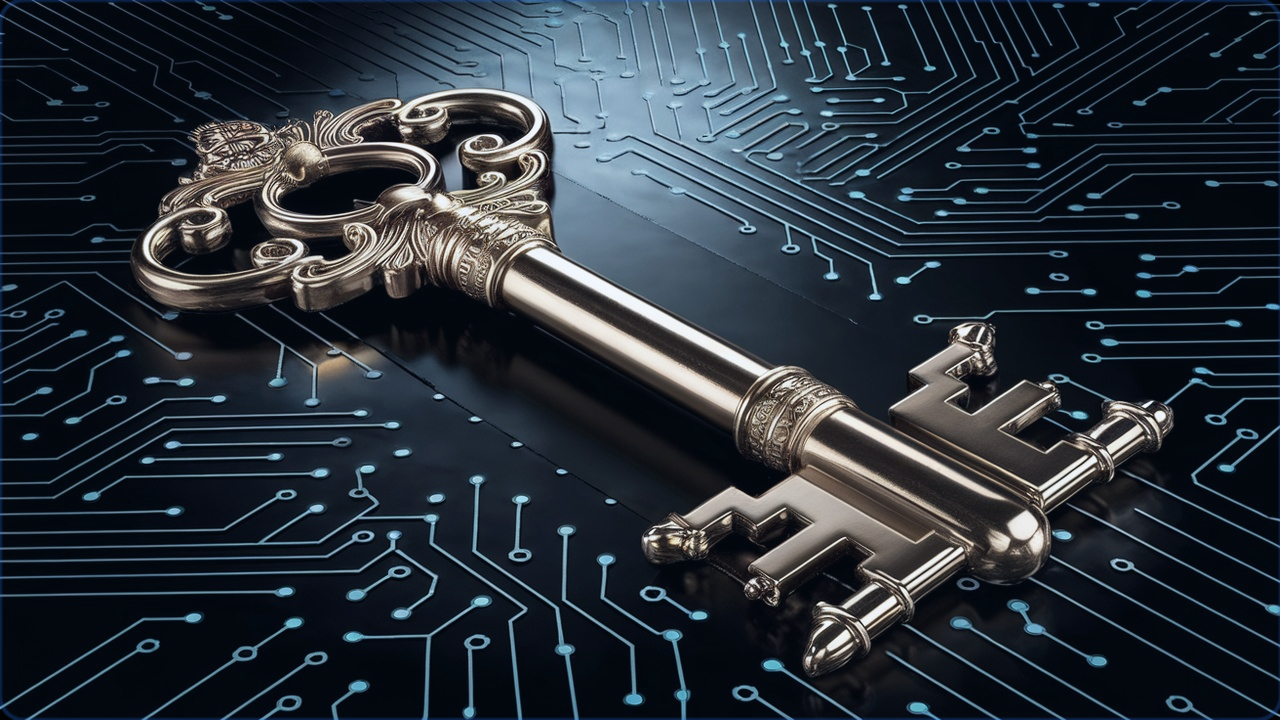 A key on top of a circuit board