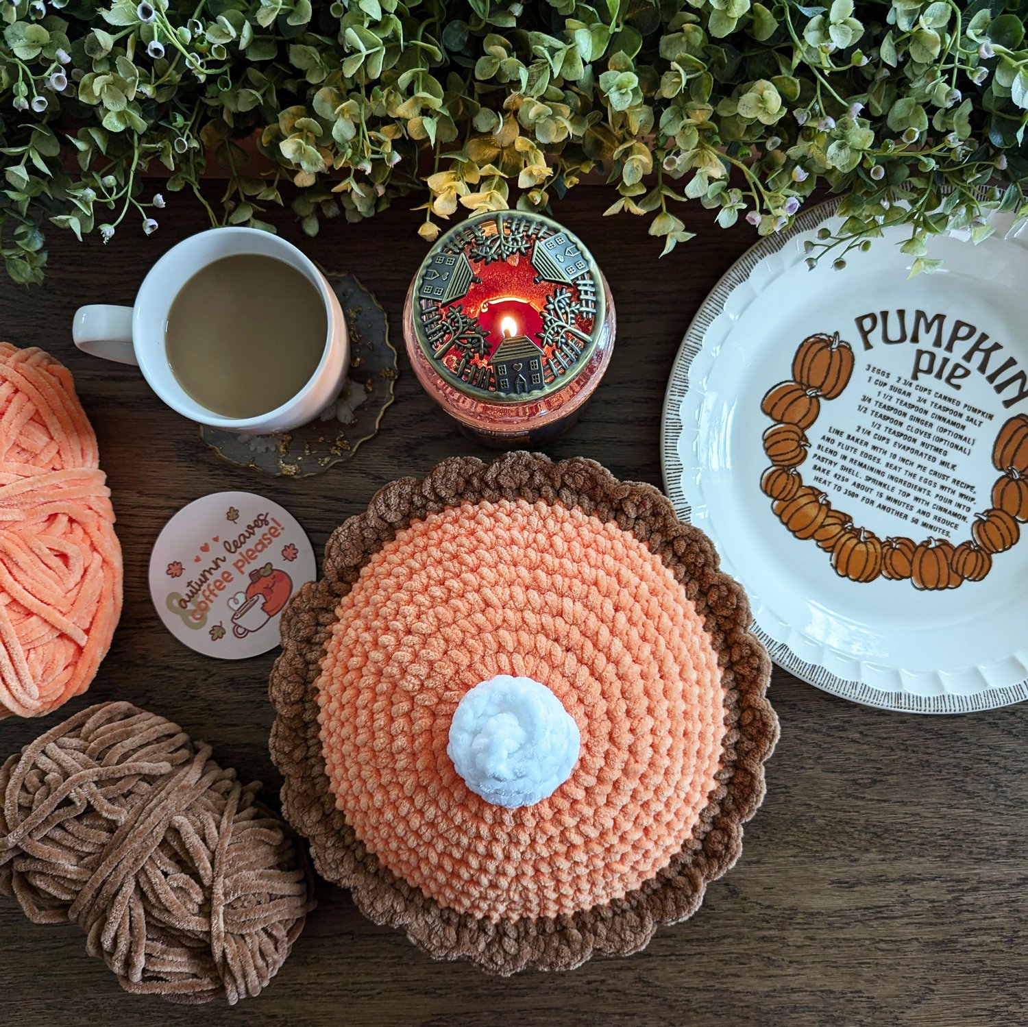 Pumpkin Pie Plush Crochet Pattern on table