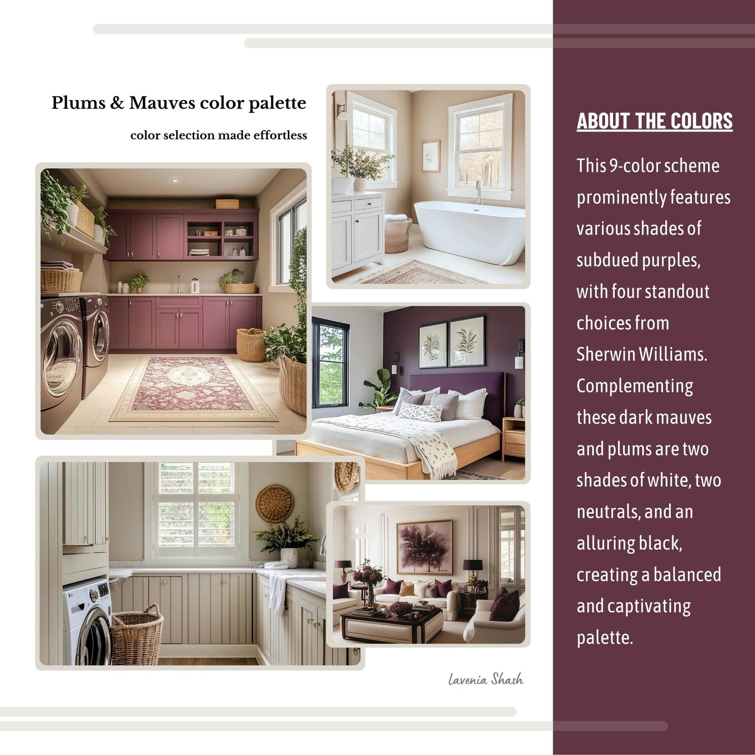 Plum And Mauve Paint Color Palette with Sherwin Williams Muted And Dark Purples for Whole House Interior