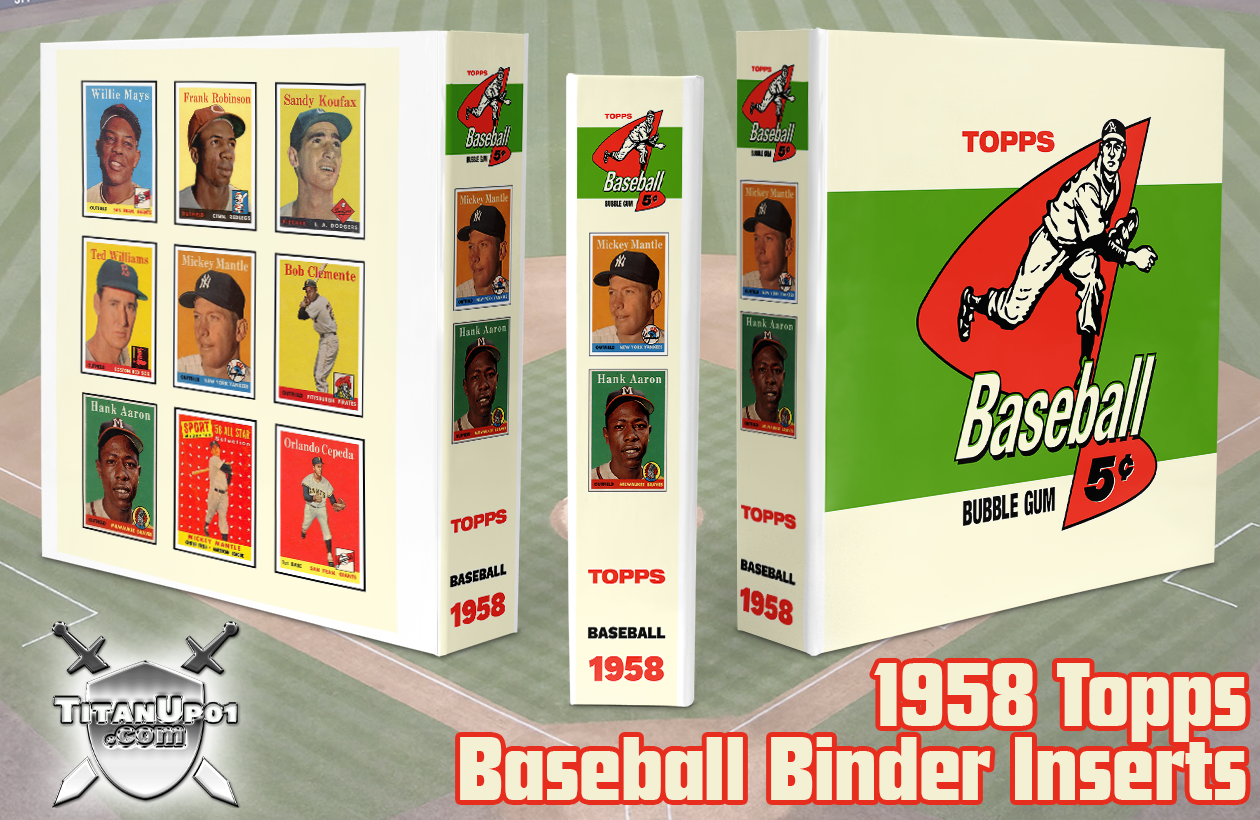 1958 Topps Baseball Cards Binder Inserts