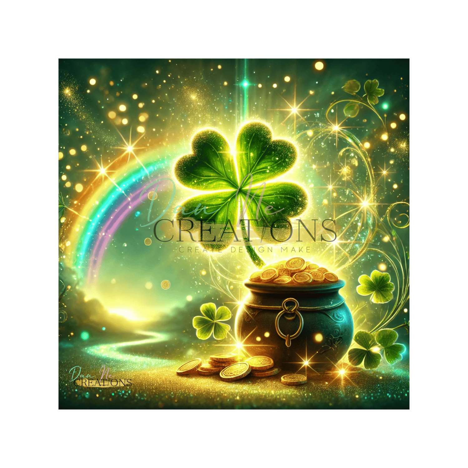 Four Leaf Clover with a Pot of Gold
