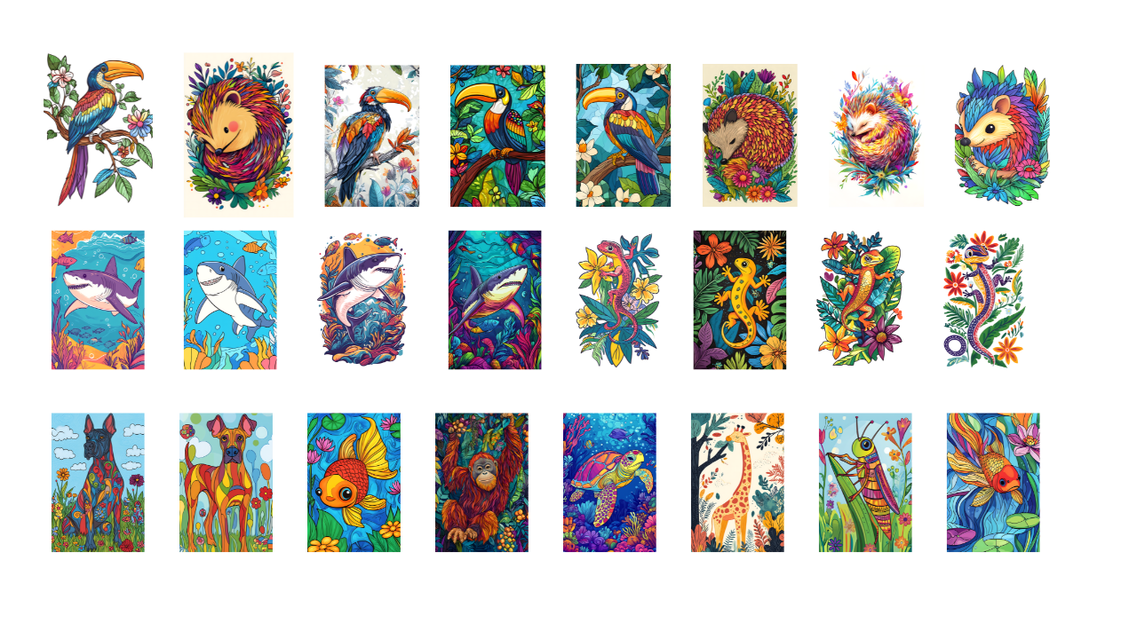 225 Easy Animal Coloring Pages for Kids & Adults (PLR Included!) – Instant Digital Download + 40 FREE Book Covers!