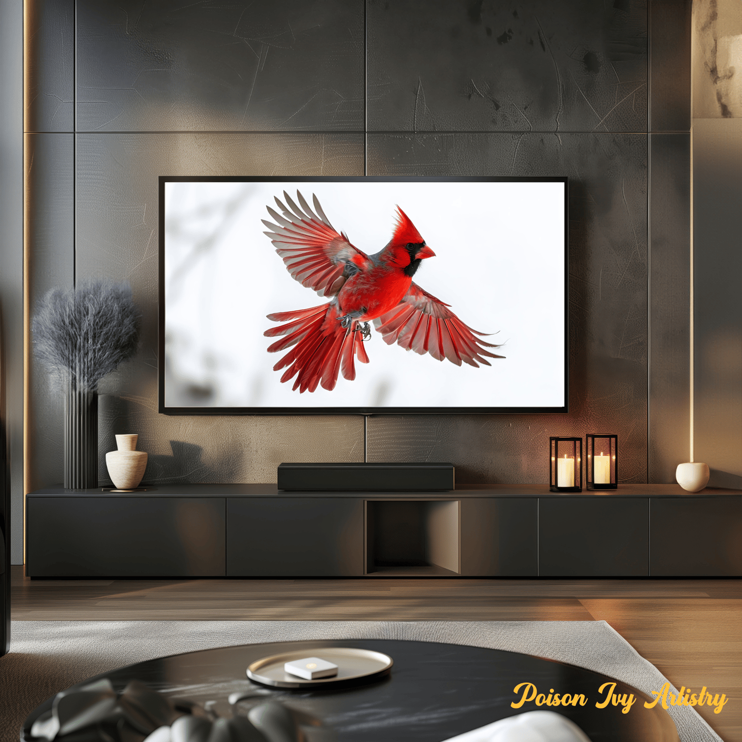 The Samsung Frame TV Cardinal Collection. Set of 12 photographs of Cardinals in their natural habitat.