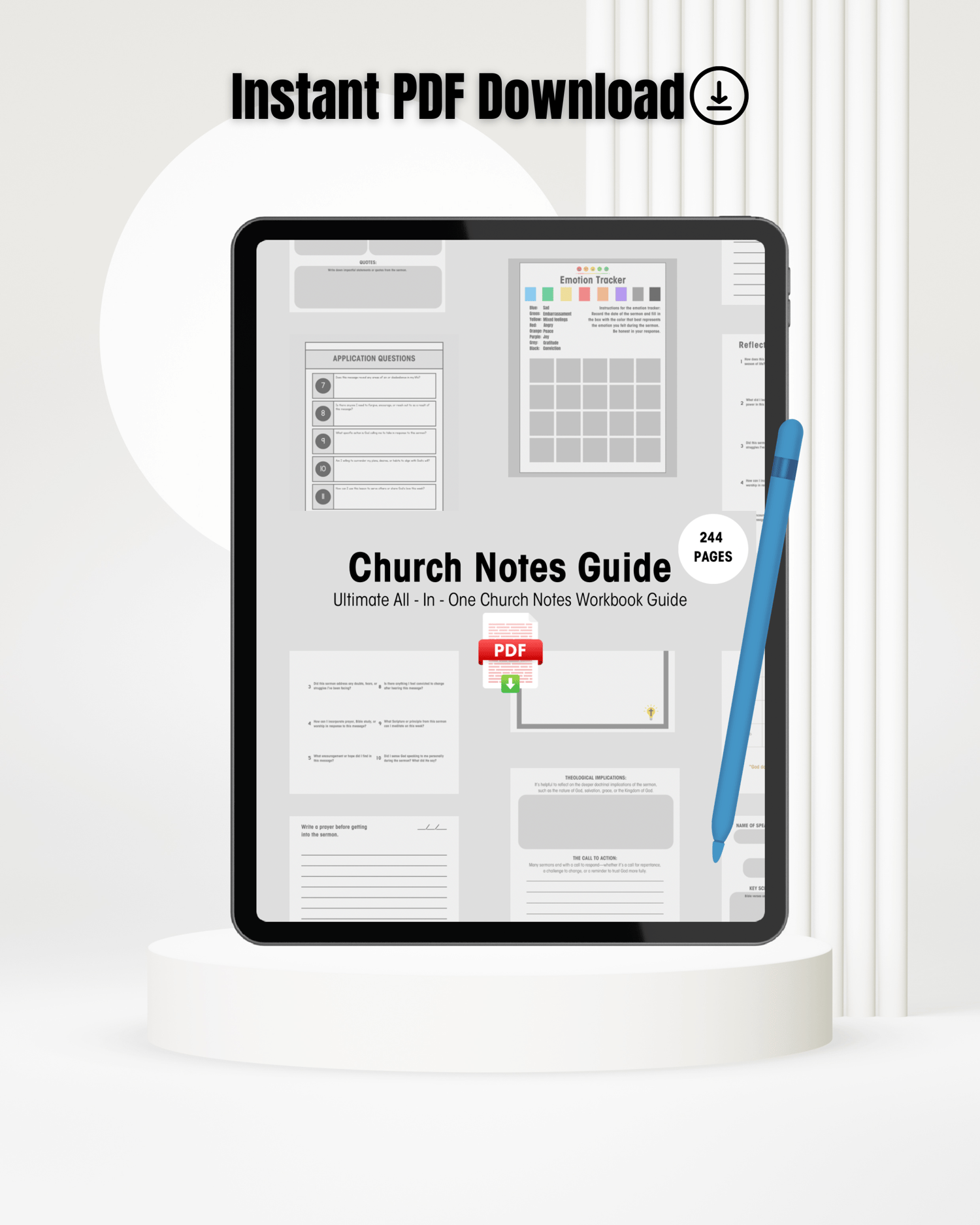 Introducing the cover of the Church Notes Guide – your essential tool for capturing and reflecting on church services. With a clean and inviting design, this cover represents the powerful journey inside to help you take better notes, record insights, and 