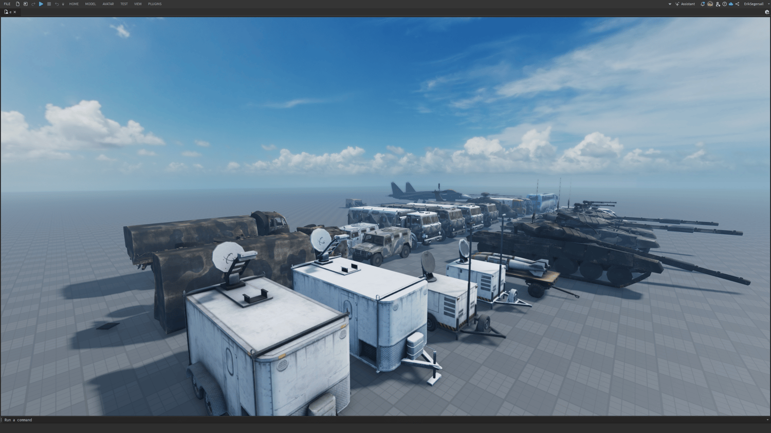 War-themed game assets featuring non-scripted vehicles