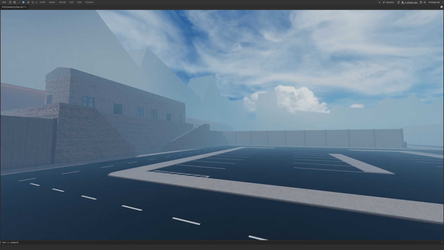 Military base environment with natural terrain and training grounds