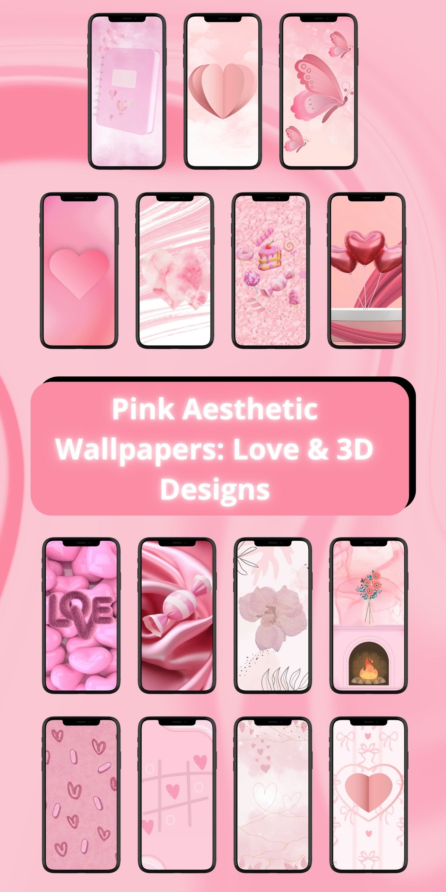 Pink Aesthetic Wallpapers: Love & 3D Designs