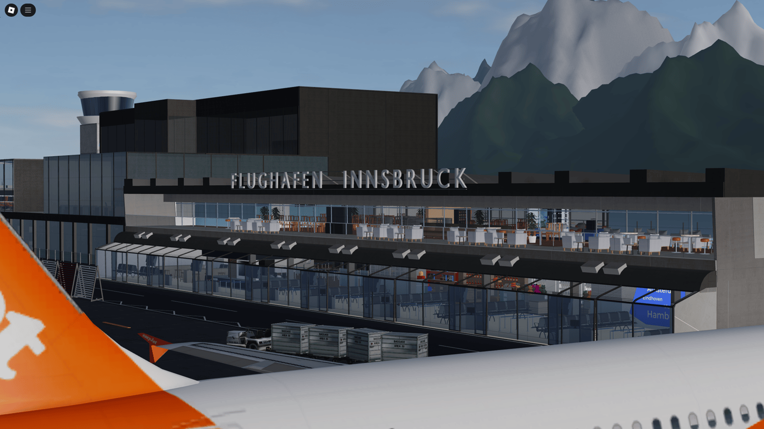Challenging airport approach with detailed runway markings