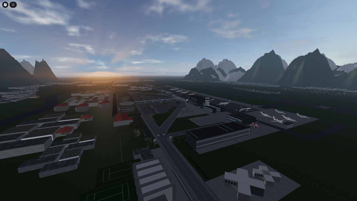 Immersive lighting system enhancing the airport atmosphere