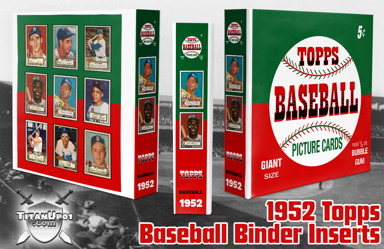 1952 Topps Baseball Cards Binder Inserts