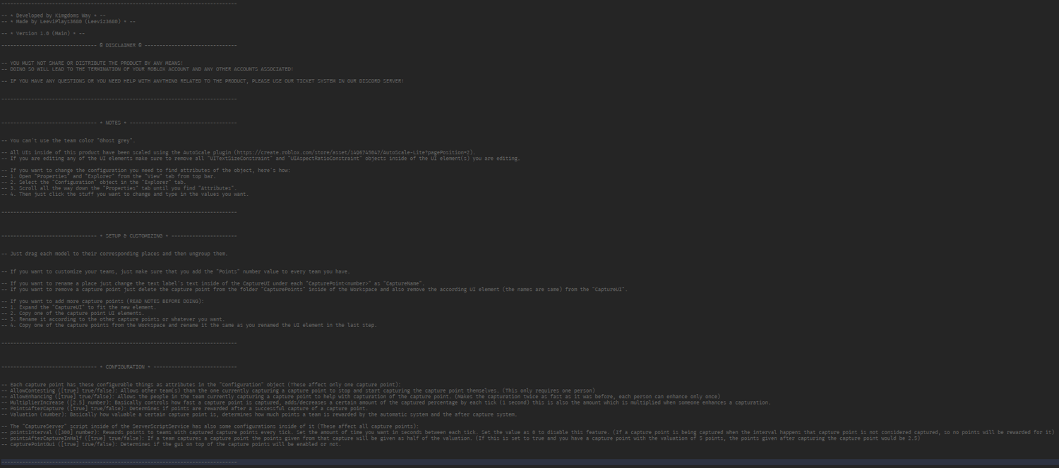 Roblox capture system with a team-based point control mechanic.