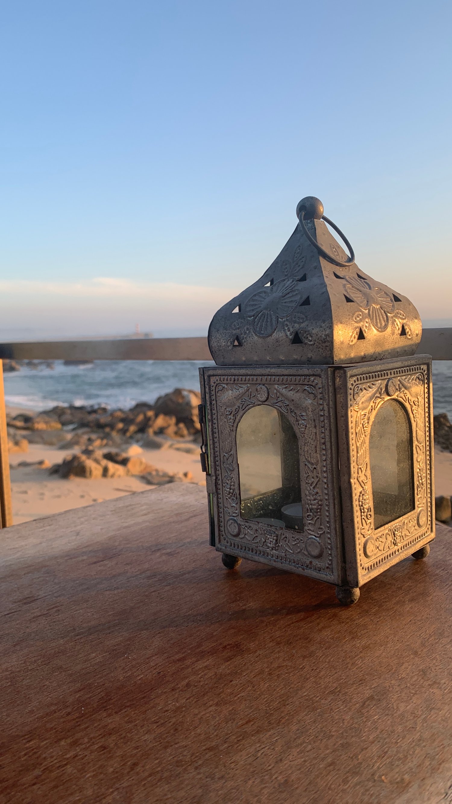 Beautiful lantern on the beach in portugal