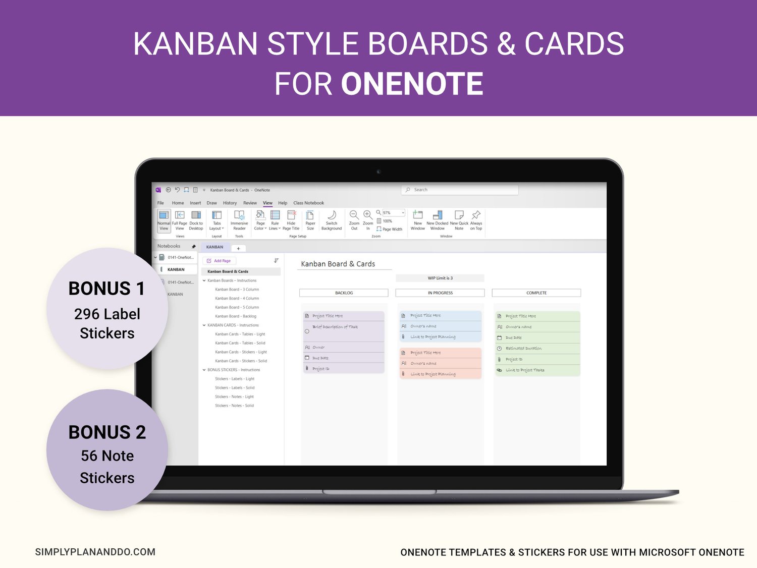 OneNote for Kanban Template