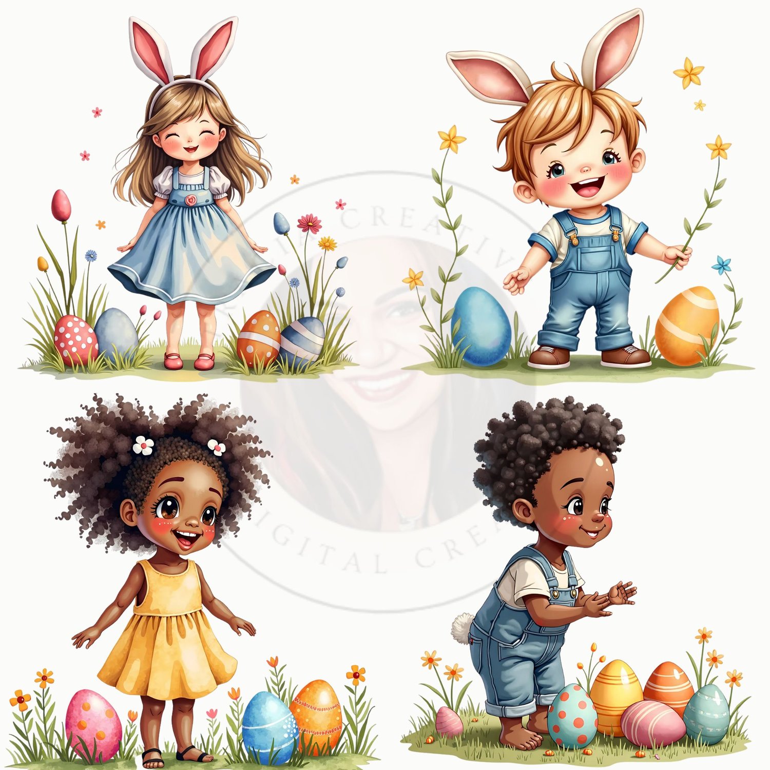 Cute Watercolor Easter Clipart – 24 High-Res PNG Images for Spring Designs