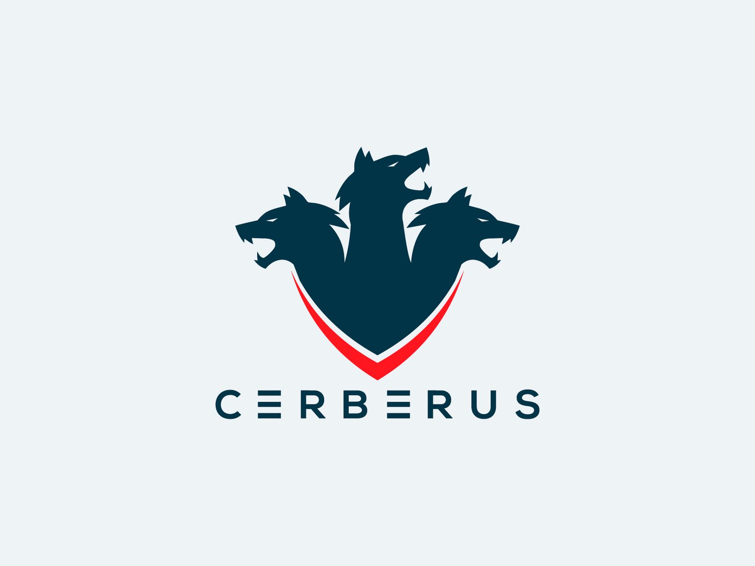 Hand-illustrated Cerberus logo featuring a fierce three-headed guardian dog, perfect for bold branding and merchandise.