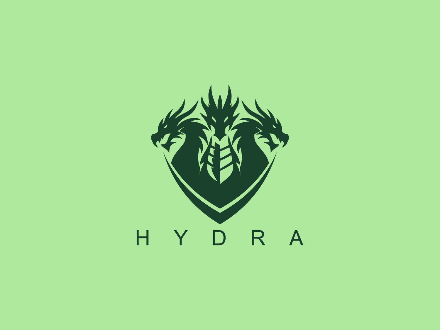 Hand-illustrated Hydra logo featuring a multi-headed serpent design, ideal for branding, merchandise, and business identity.