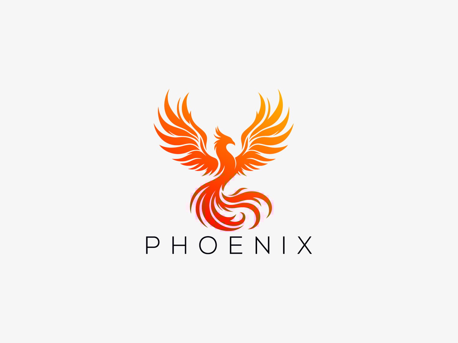 Hand-illustrated phoenix logo with a fiery and majestic design, perfect for branding, merchandise, and business identity.