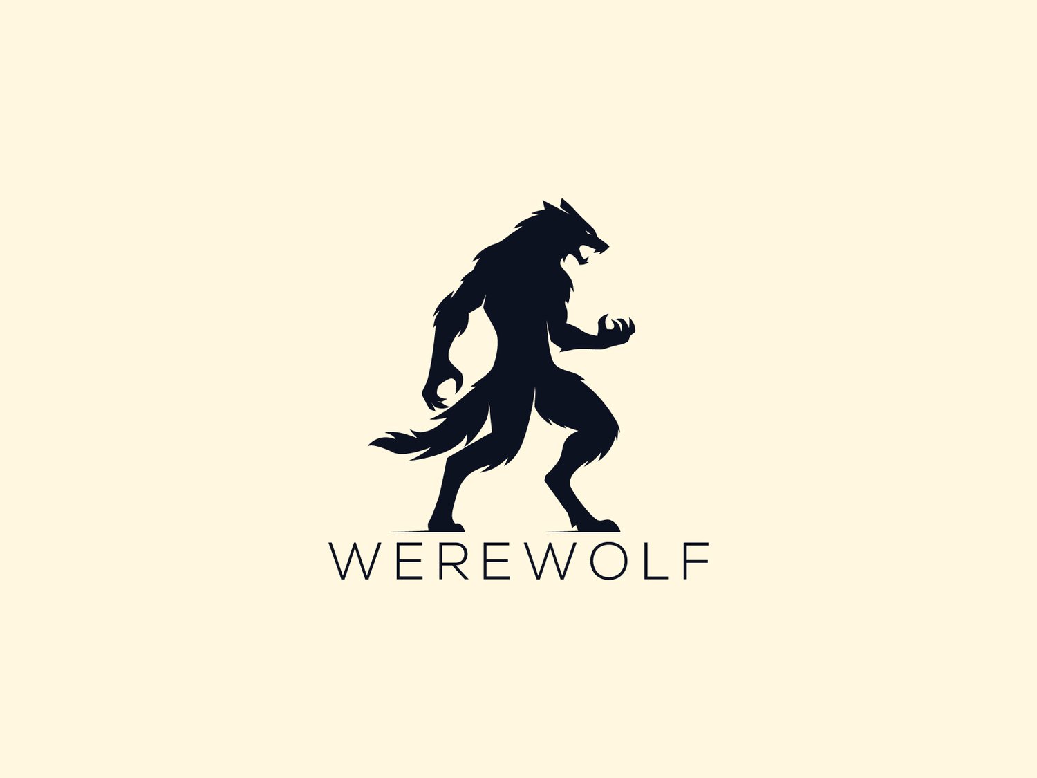 Hand-illustrated fierce werewolf logo with sharp details, perfect for gaming, esports, and branding.