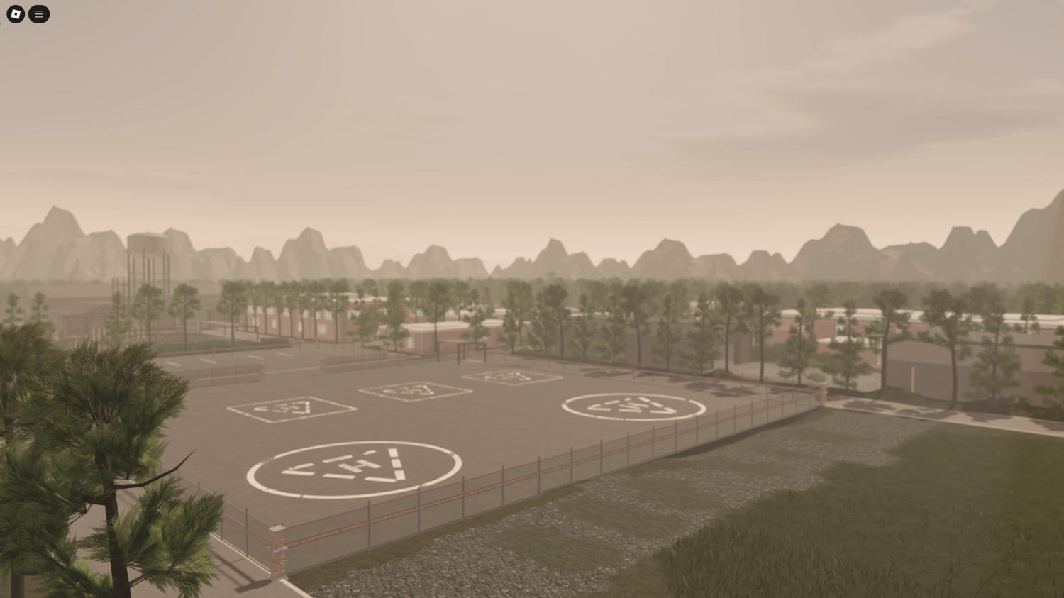 Detailed military base featuring combat zones and training areas