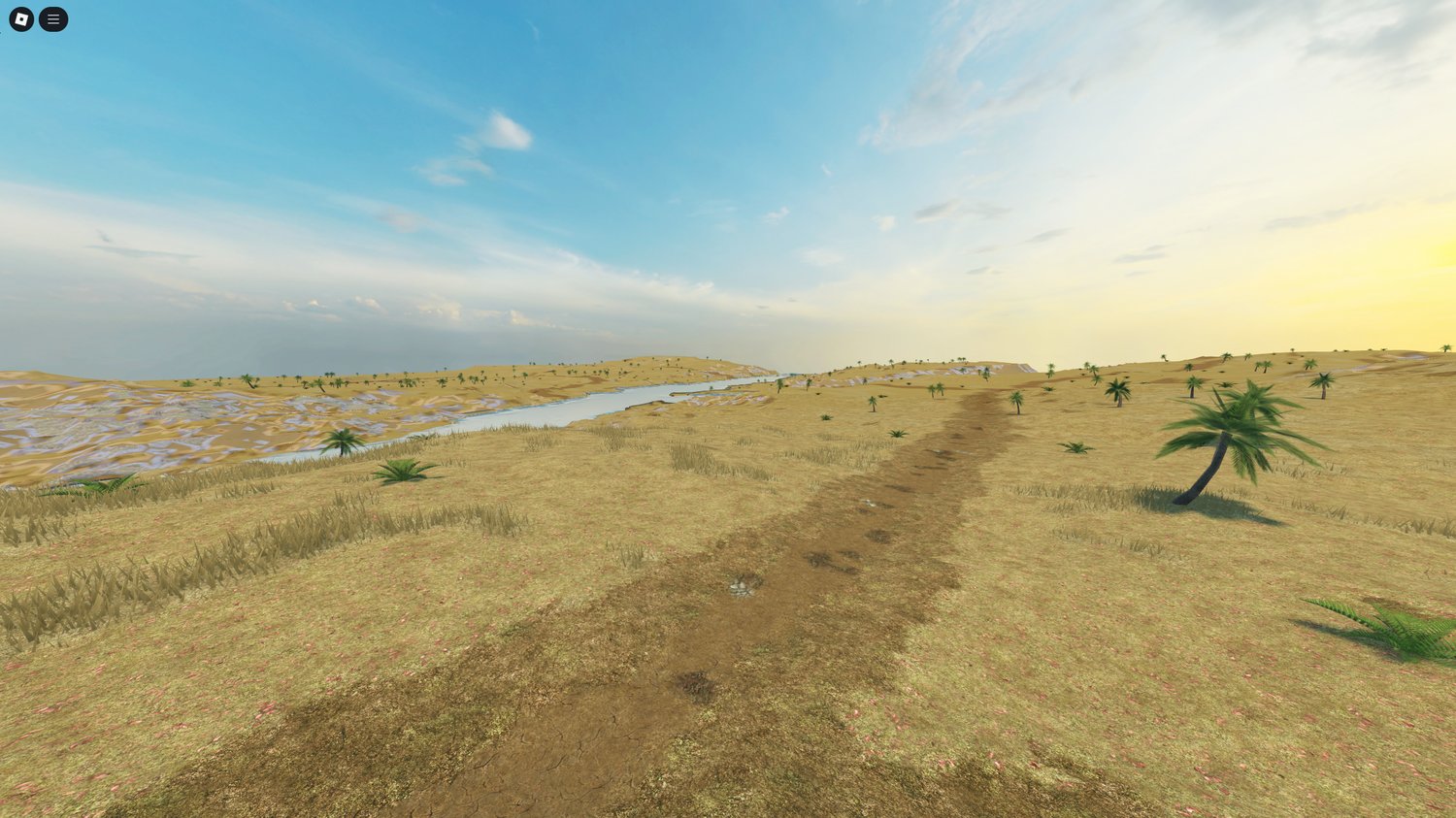 Panoramic shot highlighting the diverse landscapes of the Valleys of the Nile map, including lush riverbanks and arid deserts.