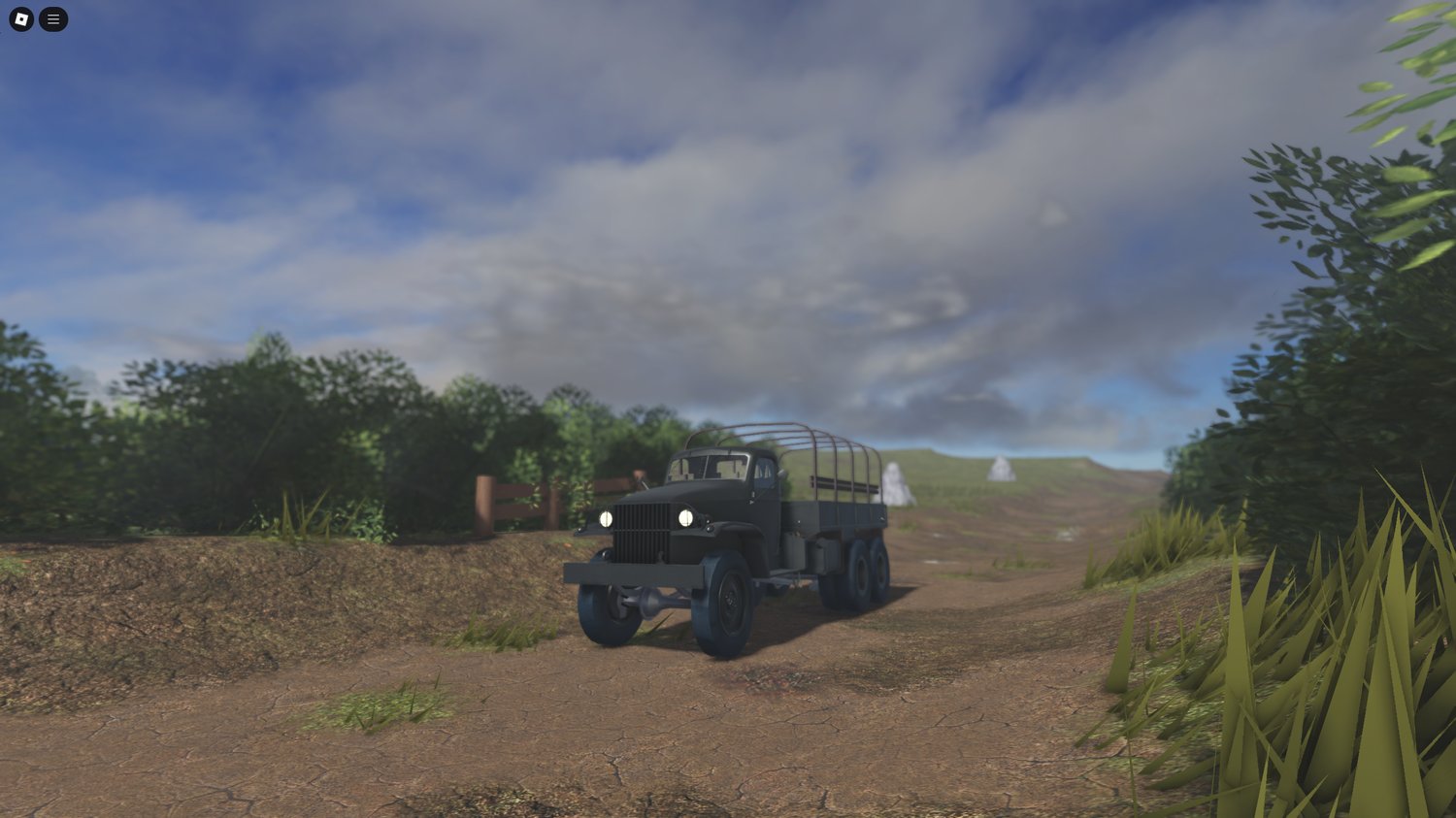 Soldiers setting up a defensive position near a village entrance.