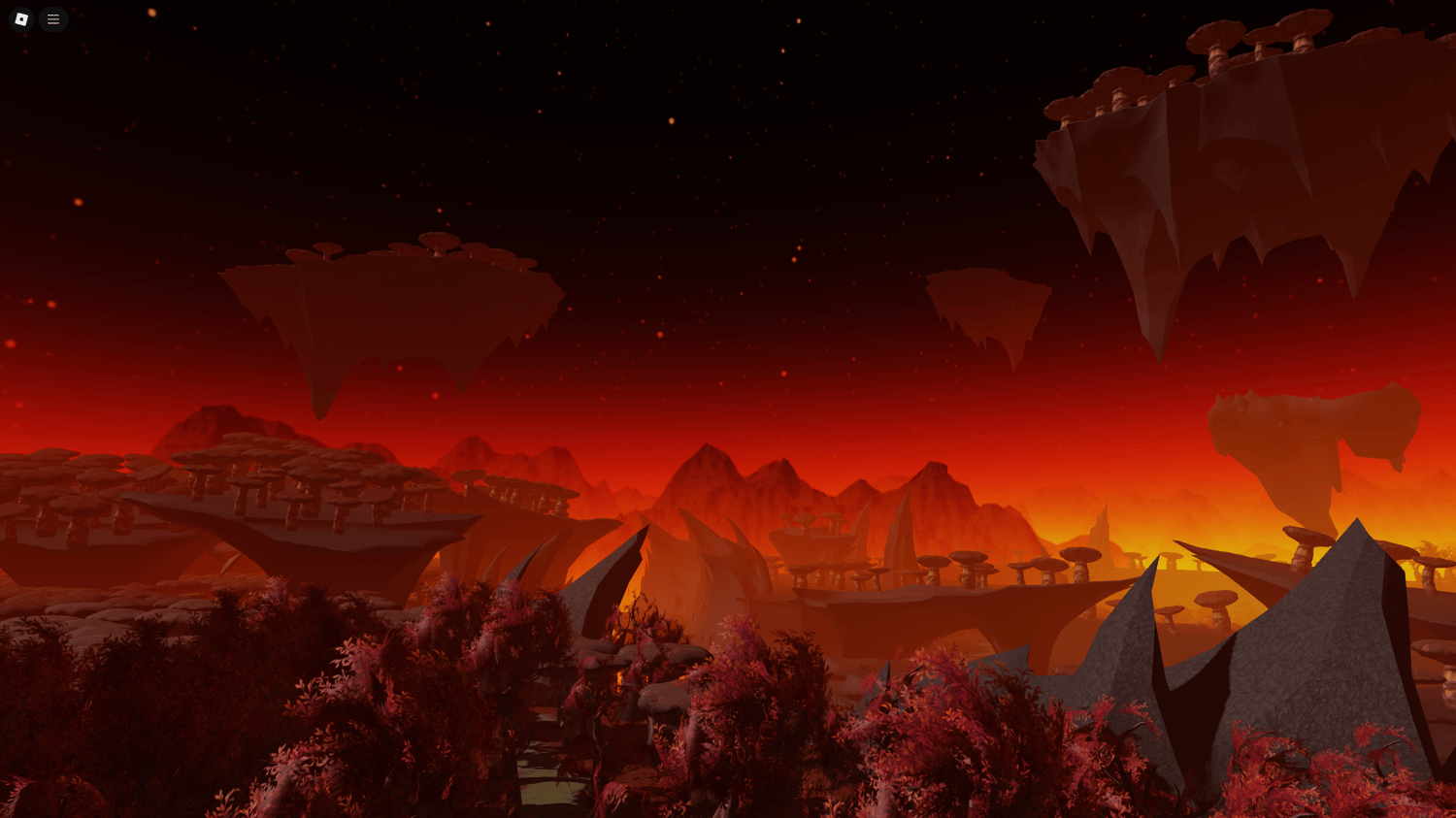 Close-up of a lava-filled landscape with glowing embers and rocky formations.