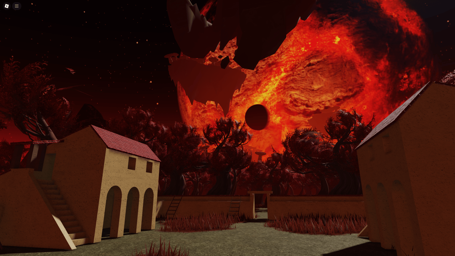 Hellish environment showcasing red-hot visuals and an ominous atmosphere.