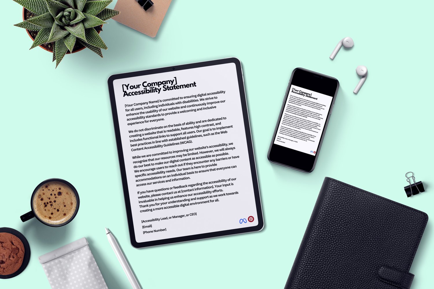 a tablet and mobile phone displays the accessibility statement