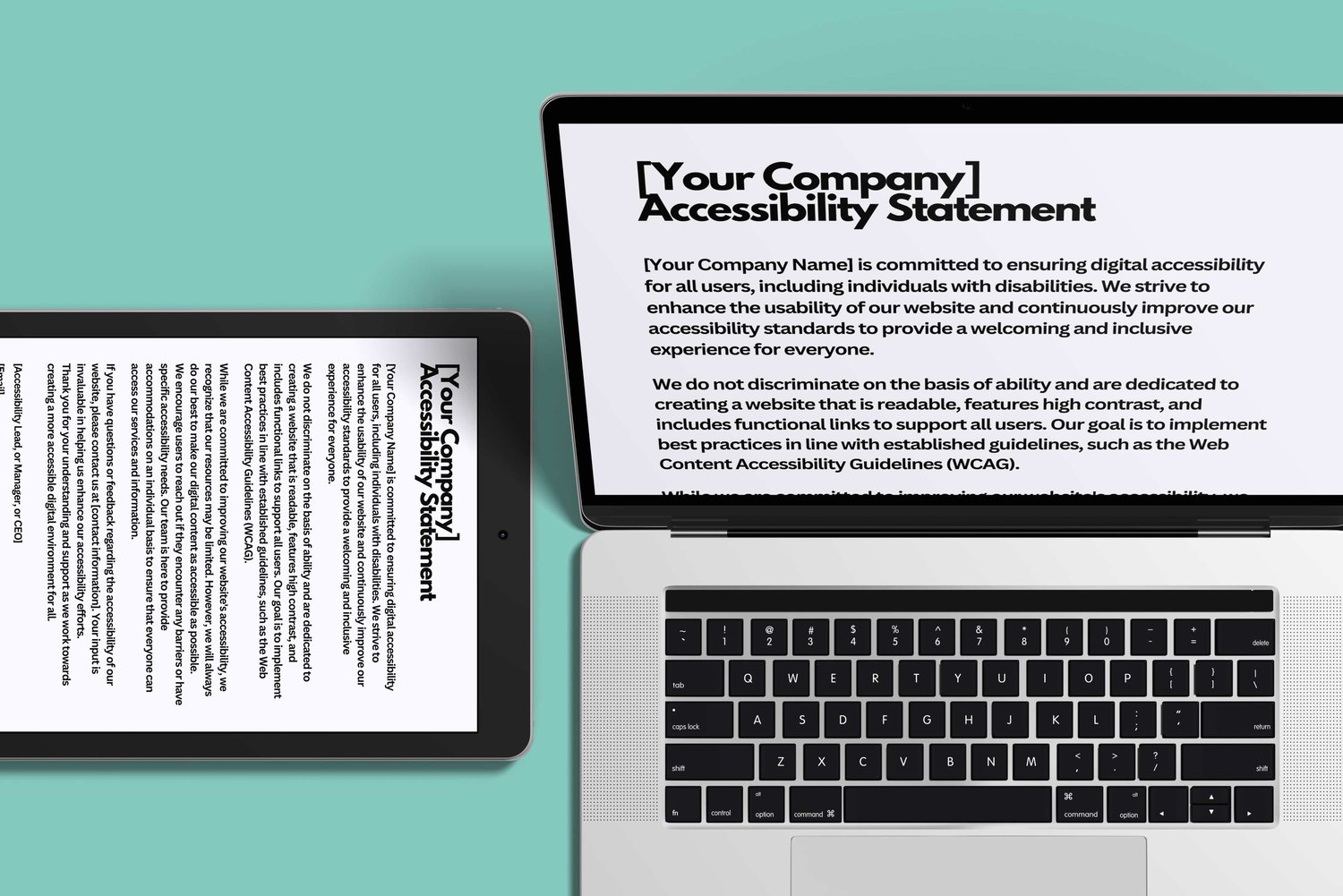 a desktop computer displays an accessibility statement