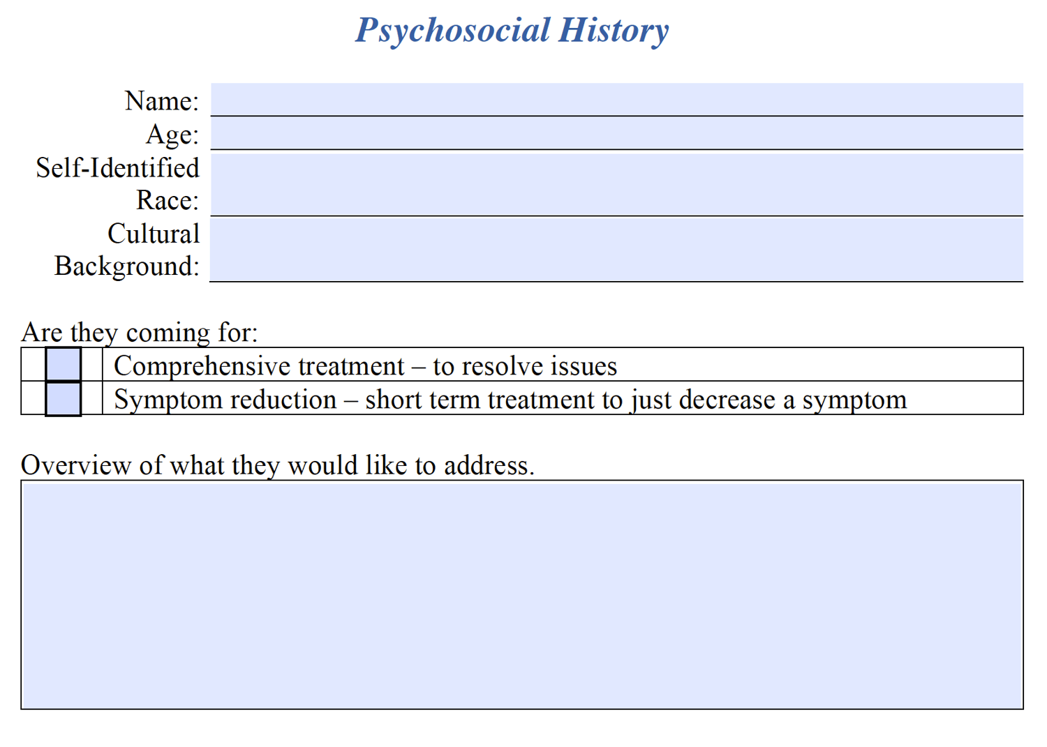 Psychosocial History - PDF Version