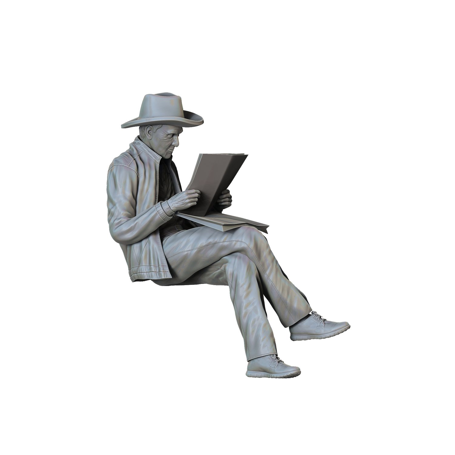 3DP Miniatures, Old man on the bench reading news paper