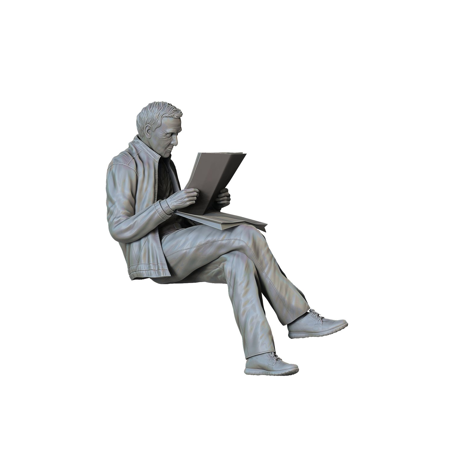 3DP Miniatures, Old man on the bench reading news paper