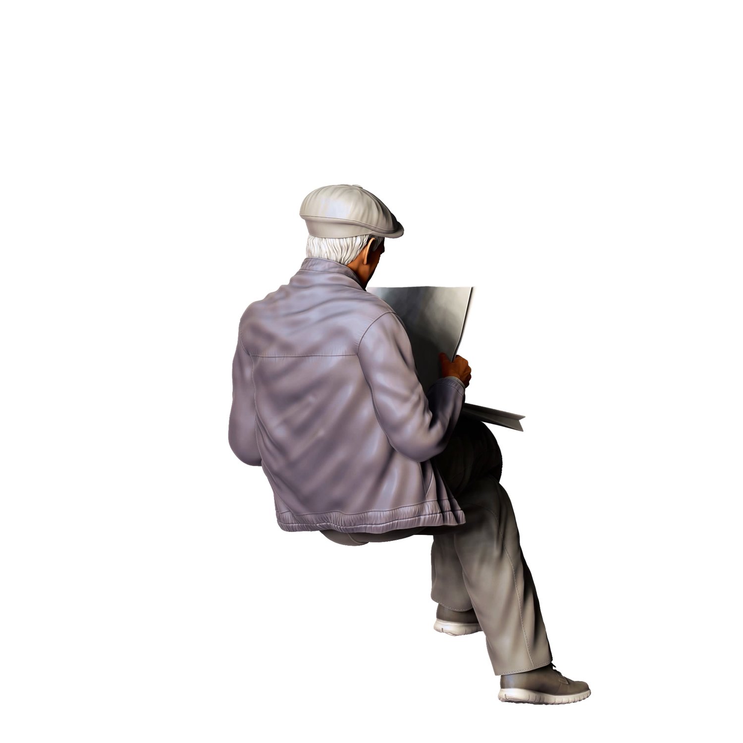 3DP Miniatures, Old man on the bench reading news paper