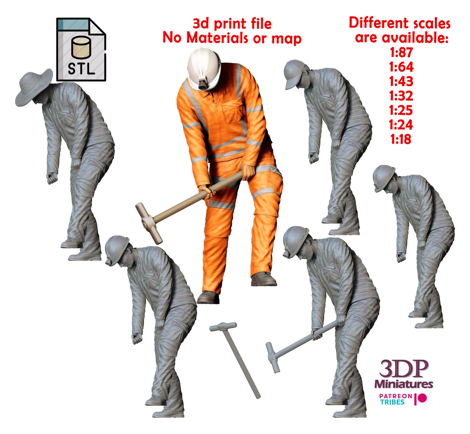 3dp Miniatures, N1 Railway Track Worker