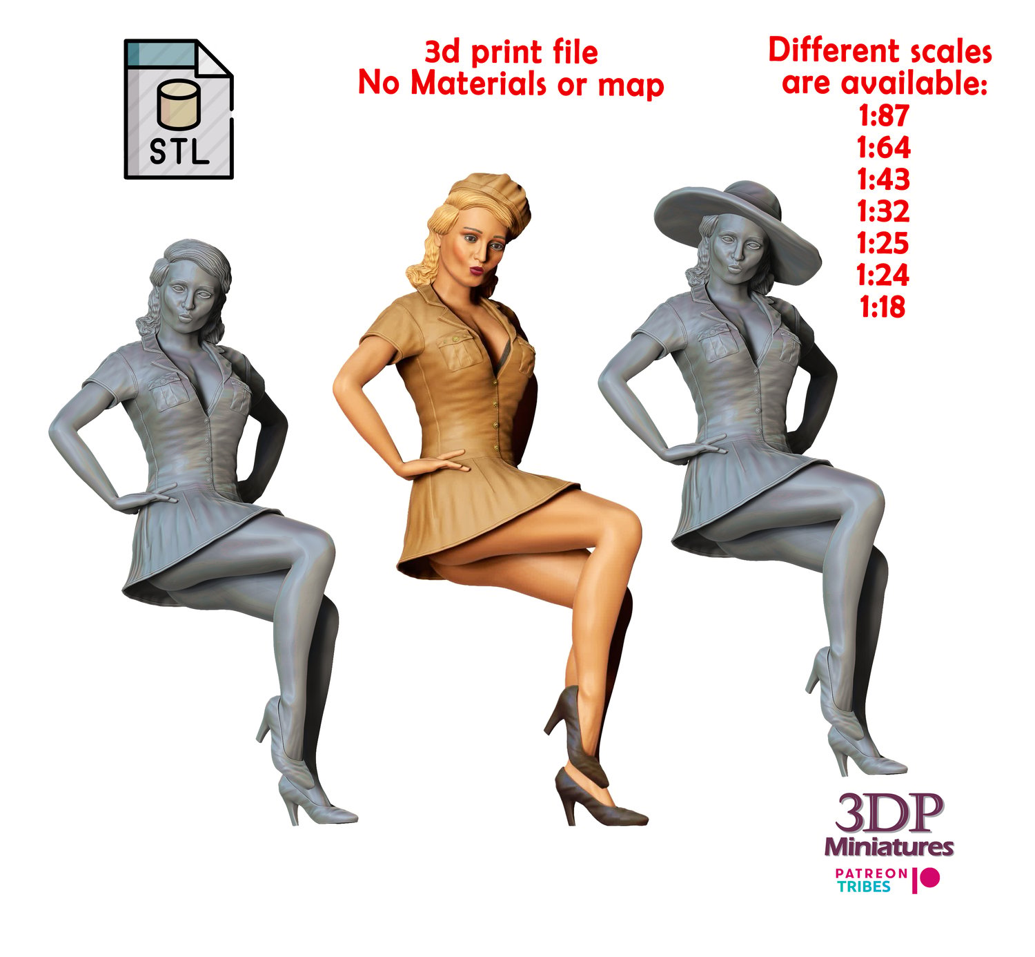 3dp Miniatures, N6 Pin-up girl