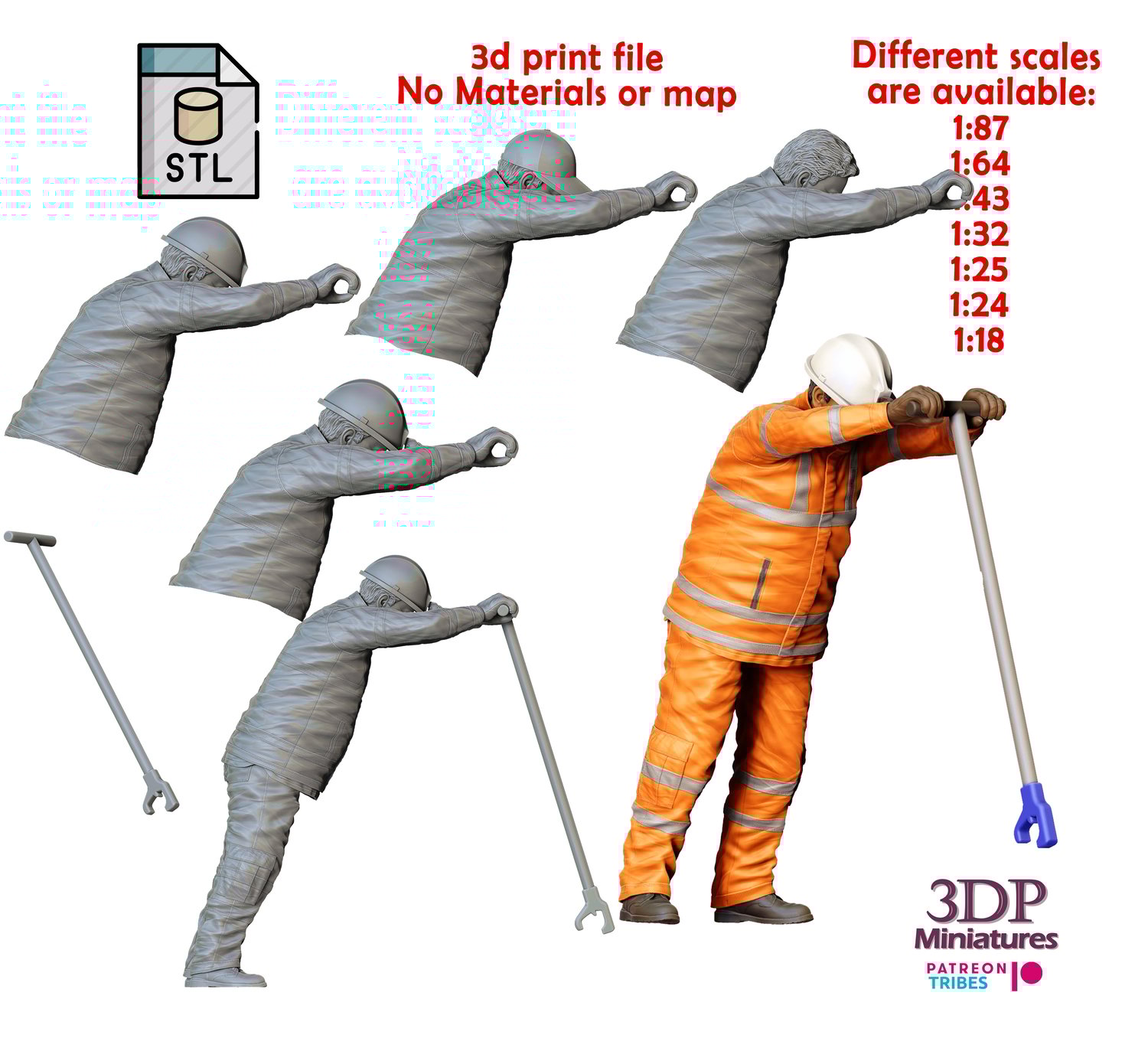 3dp Miniatures, N2 Railway Track Worker